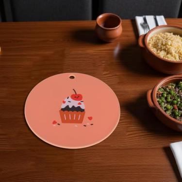 Imagem de Generic 1 peça Trivet Round Baking Trivet Cake Design PVC Laranja Rosa 15 x 15 x 0,3 cm