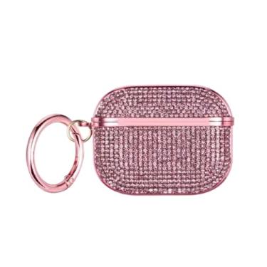 Imagem de GCVXRUD Capa para Airpods Pro 2 Diamond, Strass Bling Glitter Bonito Compatível com Airpods Pro Capa de Fone de Ouvido para Meninas Mulheres Pele de Luxo (Rosa)
