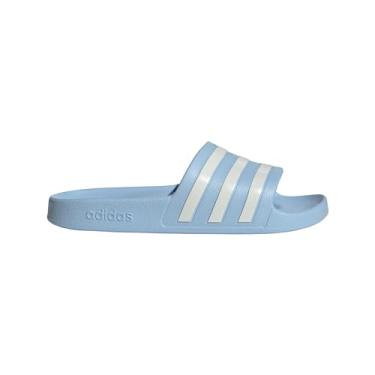 Imagem de adidas Adilette Aqua Slide adulto unissex, Azul/Zero Metálico/Zero Metálico, 11 Women/10 Men