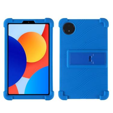 Imagem de QYiiD Capa para Xiaomi Redmi Pad SE 8.7, capa protetora dobrável de silicone leve para crianças com suporte dobrável para Redmi Pad SE 22.1 cm 4G 2024, azul