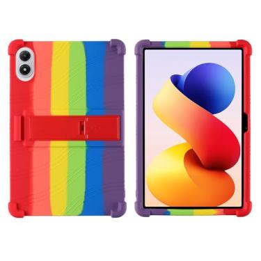 Imagem de QYiiD Capa para Xiaomi Redmi Pad 2 Pro 12,1 polegadas 2025, capa de silicone leve, compatível com crianças, macia, com suporte dobrável, arco-íris