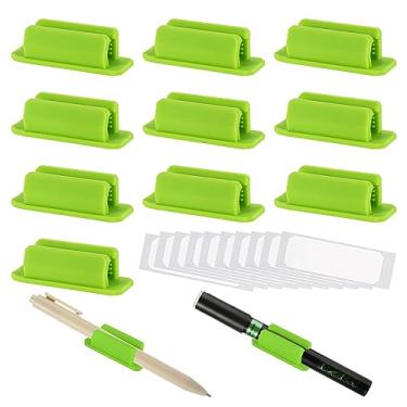 Imagem de 10 peças de clipes adesivos de silicone para caneta com 10 adesivos extras, conjunto de suporte de caneta, suporte de marcador para mesa e outras superfícies planas, suporte de lápis para escritório