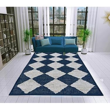 Imagem de Antep Rugs Tapete de área de diamante de juta de fibra tecida à mão natural 3 x 5 (branco marinho, 9,5 x 1,5 m)