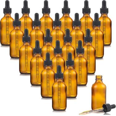 Imagem de Pacote com 20 frascos conta-gotas de vidro âmbar de 118 ml com conta-gotas graduados – Ideal para óleos essenciais, soros e tinturas – Dispensador de 120 ml à prova de vazamento para bricolage