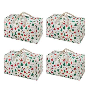 Imagem de VENO Pacote com 4 sacos de mudança e grandes caixas de armazenamento de decoração de Natal com tampas. Alternativa a caixas de mudança, suprimentos de embalagem para faculdade. Bolsas resistentes