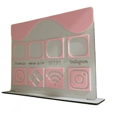 Imagem de Placa Display de Mesa e Balcão para QR Code WHATS PIX WIFI E INSTAGRAM no MDF e Acrilico(Rosa)