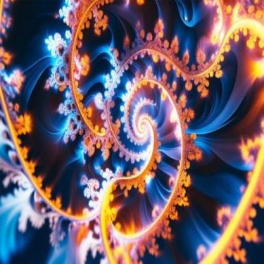 Imagem de Quadro Decorativo Artístico com Estampa Fractal e Bordas Luminosas para Decoração Moderna 40x40cm