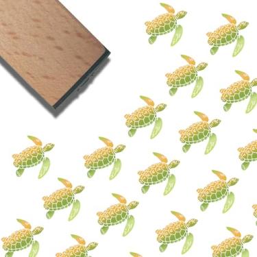Imagem de CRASPIRE Carimbo de borracha de tartaruga marinha, estampa fofa de 9,5 cm, mini pequenos carimbos de madeira, vintage, reutilizável, para álbuns, artesanato, agenda, agenda, envelopes, fotos, diário