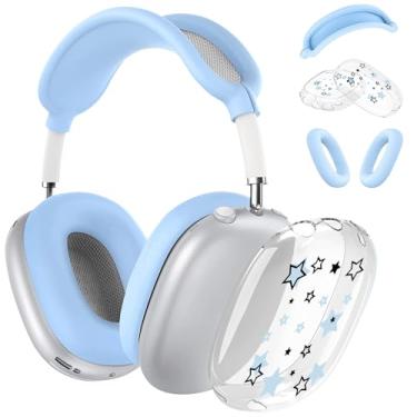 Imagem de AIIEKZ Capa de silicone para fones de ouvido AirPods Max, Clear Star, capa para fones de ouvido de TPU macio, capa de almofada de ouvido/proteção de faixa de cabeça para Apple AirPods Max USB-C