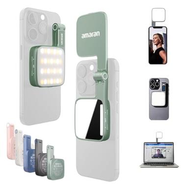 Imagem de Luz magnética para selfie, fonte de luz LED dupla Amaran Go com luz espelhada ajustável CCT 2700K-6500K, recarregável para selfie, maquiagem, videoconferência, TikTok, para iPhone e Android (verde)