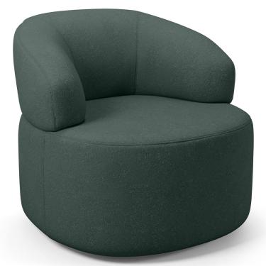 Imagem de Poltrona Giratória Orgânica Para Sala de Estar Living Helena L02 Linho Verde - Lyam Decor