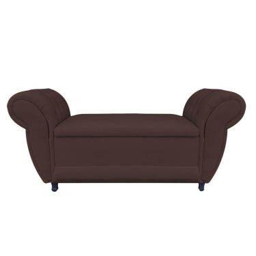 Imagem de Divã Recamier Com Baú Grécia 1,55 Cm Suede Marrom