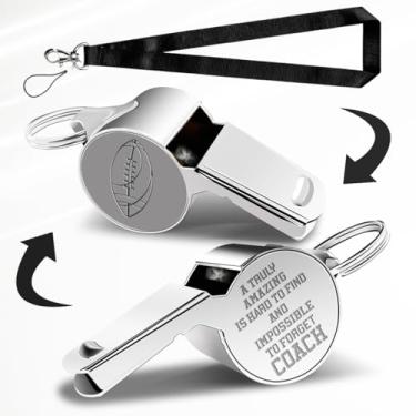 Imagem de WETDNGQI Presentes de treinador de rúgbi de futebol apito para treinadores com cordão para homens, amigos, irmão, professor