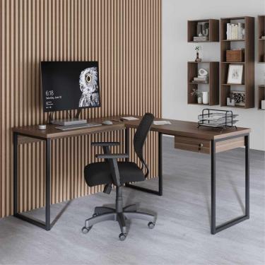 Imagem de Mesa Em L Com 1 Gavetas Ferv Afarra