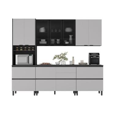 Imagem de Cozinha Completa Itatiaia Lumina Aéreo 2 Portas 270cm Em Madeira Mdf Grafite-fendi