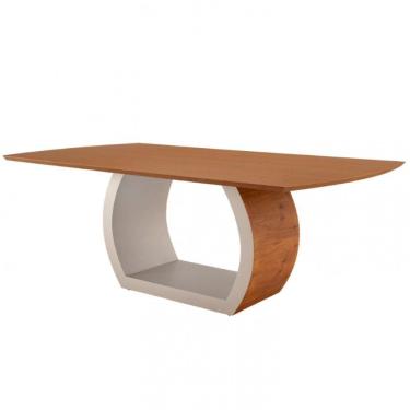 Imagem de Mesa Para Sala De Jantar Ellis 180cm Madeira Moderna Mobília Cinamomo Com Off White-cinamomo Imbuia