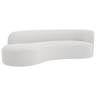 Imagem de Divã Recamier Orgânico Tokyo 200cm Lado Esquerdo Bouclé - Amarena Móveis Cor Branco