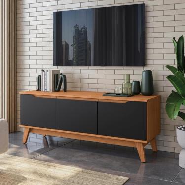 Imagem de Rack Kappesberg 3 Portas Branco/preto Fosco 136cm