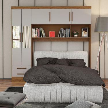 Imagem de Guarda Roupa Modulado Paris 5 Portas Com Espelho E 2 Gavetas Freijó Com Off White