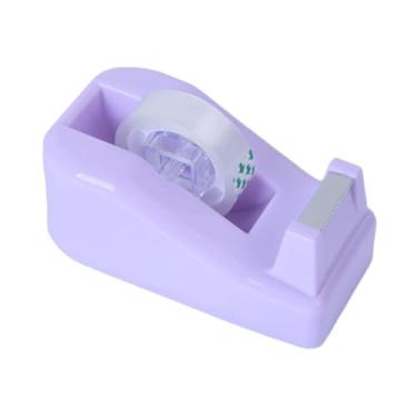 Imagem de Dispensador de fita de mesa com base antiderrapante, suporte de rolo adesivo recarregável para núcleo de 2,5 cm, material escolar de escritório - roxo