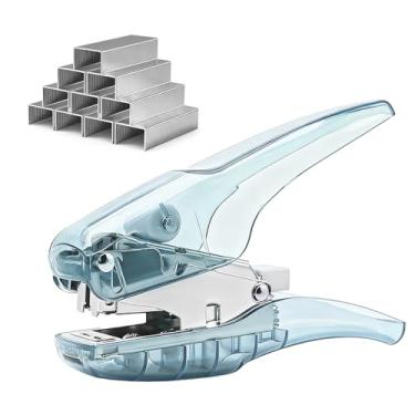 Imagem de Grampeador de mesa de escritório para economia de esforço com 1000 grampos padrão de 1/10.2 cm, grampeamento resistente durável padrão suave sem congestionamento, perfeito para casa, escola