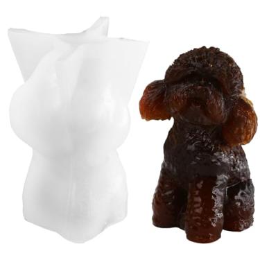Imagem de Moldes de vela de silicone para filhotes, molde de vela de cachorro 3D, molde de sabonete de poodle animal, molde de cubo de gelo de silicone para chocolate, doces, fondant, ferramenta de decoração de