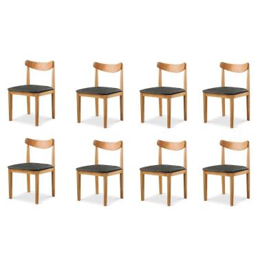 Imagem de Kit 8 Cadeiras Sala de Jantar Aurora Preto/Mel