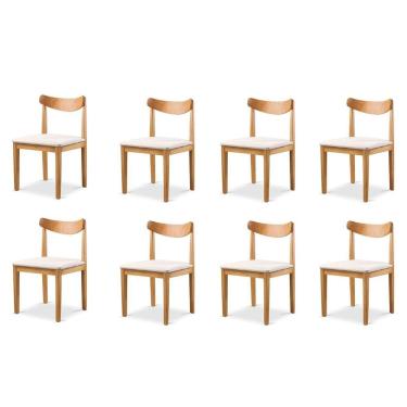 Imagem de Kit 8 Cadeiras Sala de Jantar Aurora Nude/Mel