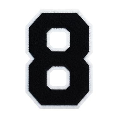 Imagem de Patch de número de chenille preto de 15 cm – aplique bordado grande universitário para jaquetas, camisas, moletons com capuz, bolsas e jeans – decoração de roupas DIY, uniforme de equipe e presente (1