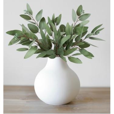 Imagem de Carrot's Den Vaso redondo branco – decoração minimalista nórdica, japonesa, moderna de meados do século | Mesa central, casamento, sala de estar, estante de livros, escritório, casa moderna, entrada