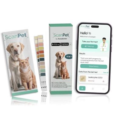 Imagem de (10 tiras) Aplicativo SCANPET Teste de urina para gatos e cães, 11 tiras de parâmetros, tiras de infecção de urina para cães e gatos - Embaladas individualmente - Tiras de glicose pH proteína cetonas
