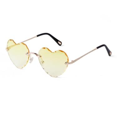 Imagem de HCHES Óculos de Sol Femininos em Formato de Coração Rosa Lindos Sem Aro Vintage Degradê UV400 (9)