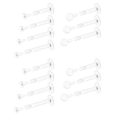 Imagem de Msndnkwo Brincos transparentes com costas planas de 16 g para nariz esportivo de plástico de silicone Tragus Conch Cartilagem Brincos Retentores Monroe Medusa Lip Rings Stud Labret Piercing Joias para