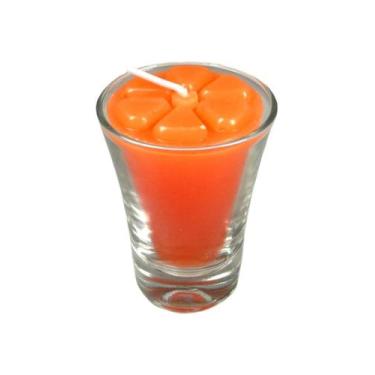 Imagem de Kit 24 velas laranjas 7 cm no copinho 12 h decoração festa - Velitas (