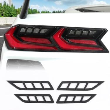 Imagem de Capa de luz traseira colorida para carro compatível com Corvette C8 Stingray 2020-2025, moldura de proteção da lâmpada de inversão da tampa das luzes, acessórios C8 (preto fosco)