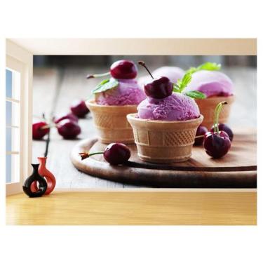 Imagem de Papel De Parede 3D Alimentos Sorvetes Cereja 3,5M Al358 - Você Decora