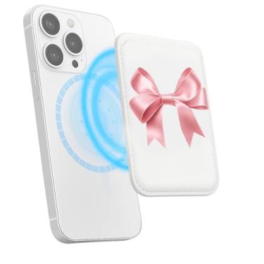 Imagem de Suporte magnético para iPhone, carteira fina de couro PU, capa para cartão, capa traseira para cartão, acessório de telefone fofo