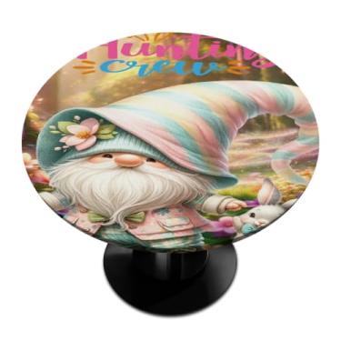 Imagem de hongjinglin Toalha de mesa redonda com borda elástica de Páscoa, toalha de mesa redonda limpável para ambientes internos e externos, pátio, jantar, cozinha, festival, decoração para mesas de 114 a 127