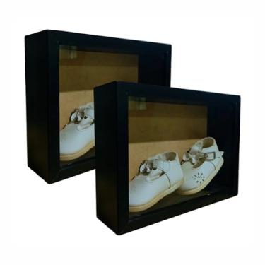 Imagem de KIAGA, Kit 2 Molduras Caixa Alta com Vidro para Quadros Quilling e Scrapbook 29,7x42-1,5x6,5 Cor:PRETO;Tamanho:29,7X42 CM