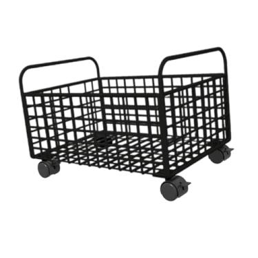 Imagem de Esquirla Carrinho de Utilidades com Rodinhas, Cesta de Armazenamento de Livros Embaixo Da Mesa, Caixa de Armazenamento de Malha de Metal Prática para Brinquedo, Preto, 25cm x 48cm x 30cm