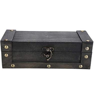 Imagem de Caixa de imitação de madeira vintage, estilo antigo, organizador de joias, baú de tesouro retrô, caixa de armazenamento para mulheres, feita à mão, madeira sintética, 8,5 x 3,1 x (6702A cinza)
