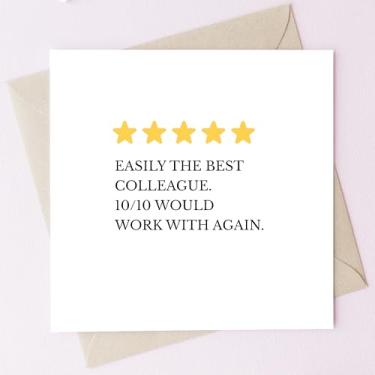 Imagem de TEEMI - Cartão de agradecimento do colega com envelope - Cartão de classificação de melhor colega 5 estrelas - Cartolina quadrada premium de 300 g/m² 12 x 12 cm - Cartão de agradecimento interno em