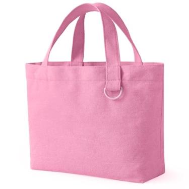 Imagem de KIDJFGG 1 pacote de pequenas bolsas de lona, mini sacolas a granel para mulheres, sacola de sublimação fofa em branco reutilizável DIY com alças e anel D para almoço, lembrancinhas de festa, presentes
