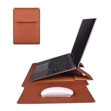 Imagem de Capa Para Notebook Stand Macia De Couro PU Macbook Air Pro 13,3 e 15-16,2 Polegadas Bolsa(Marrom,13,3'')