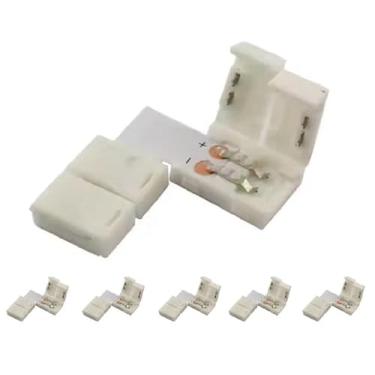 Imagem de 5 Emenda Rápida em L Conector 2 Vias 8mm Fita Led 1 Cor Só 2835