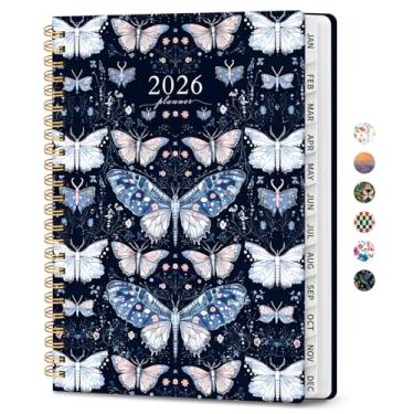 Imagem de Agenda 2026, agenda de planejamento semanal e mensal para mulheres, janeiro de 2026 a dezembro de 2026, livro de agenda de planejamento de capa dura com abas, encadernação em espiral, bolso interno