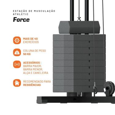 Imagem de Estação De Musculação Athletic Force Com 45kg De Peso Suporta 120kg Residencial Treino Em Casa