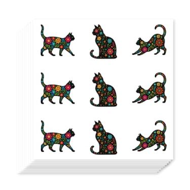 Imagem de AHANDMAKER 180 adesivos autoadesivos de silhueta de gato, 9 estilos com flores, decalque de 2,5 cm, arte de gatos para agenda, agenda, scrapbook, artesanato, bolsa, decoração