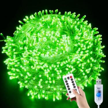 Imagem de YUANHUYUOU Luzes de corda de Natal, 6 m, 40 LEDs, alimentadas por USB, com controle remoto, à prova d'água, luzes de corda internas e externas para decoração de Natal (verde)