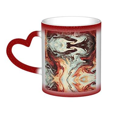 Imagem de Xícara de café divertida marrom misturada de mármore, copo de cerâmica que muda de cor sensível ao calor 12 Oz, para café/chá/leite/cacau, para adolescente/aniversário/festival/presentes